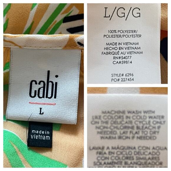 Cabi Blouse V-neck Popover Long Sleeve Peach Multi Mod Floral Women’s Size Large - Picture 11 of 12